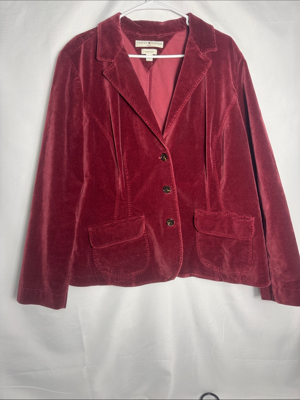 Tommy Hilfiger Vintage Women's Velvet Blazer in Wine Red Plus Size 16